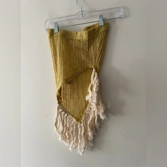 NEW!! Fashion Nova Tell Me About It Chartreuse Fringe Scarf Top - Picture 4 of 6